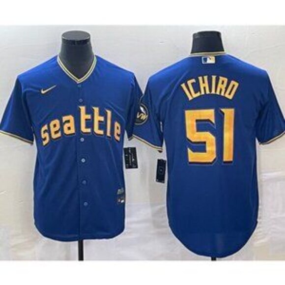 Mens Youths Kids Womens Ichiro Suzuki City Blue Stitched Jersey